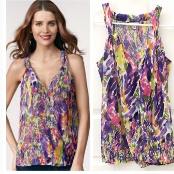 CAbi Tops - Water Color Sleeveless Semi-Sheer Blouse